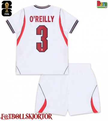 England Nico O'Reilly #3 Hemmakläder Barn VM 2026 Kortärmad (+ Korta byxor)